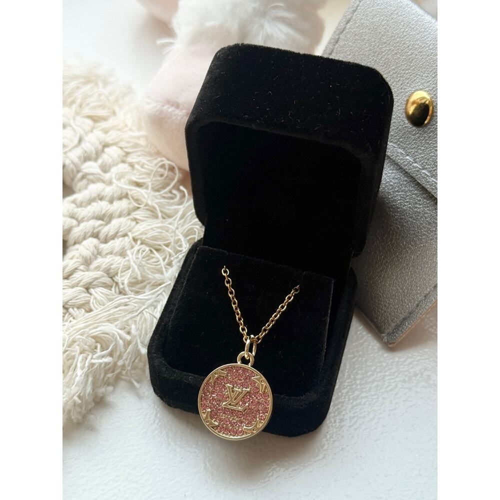🎁BOGO Sale! Vintage ONLY 1! LV Pink Logo Upcycled Necklace